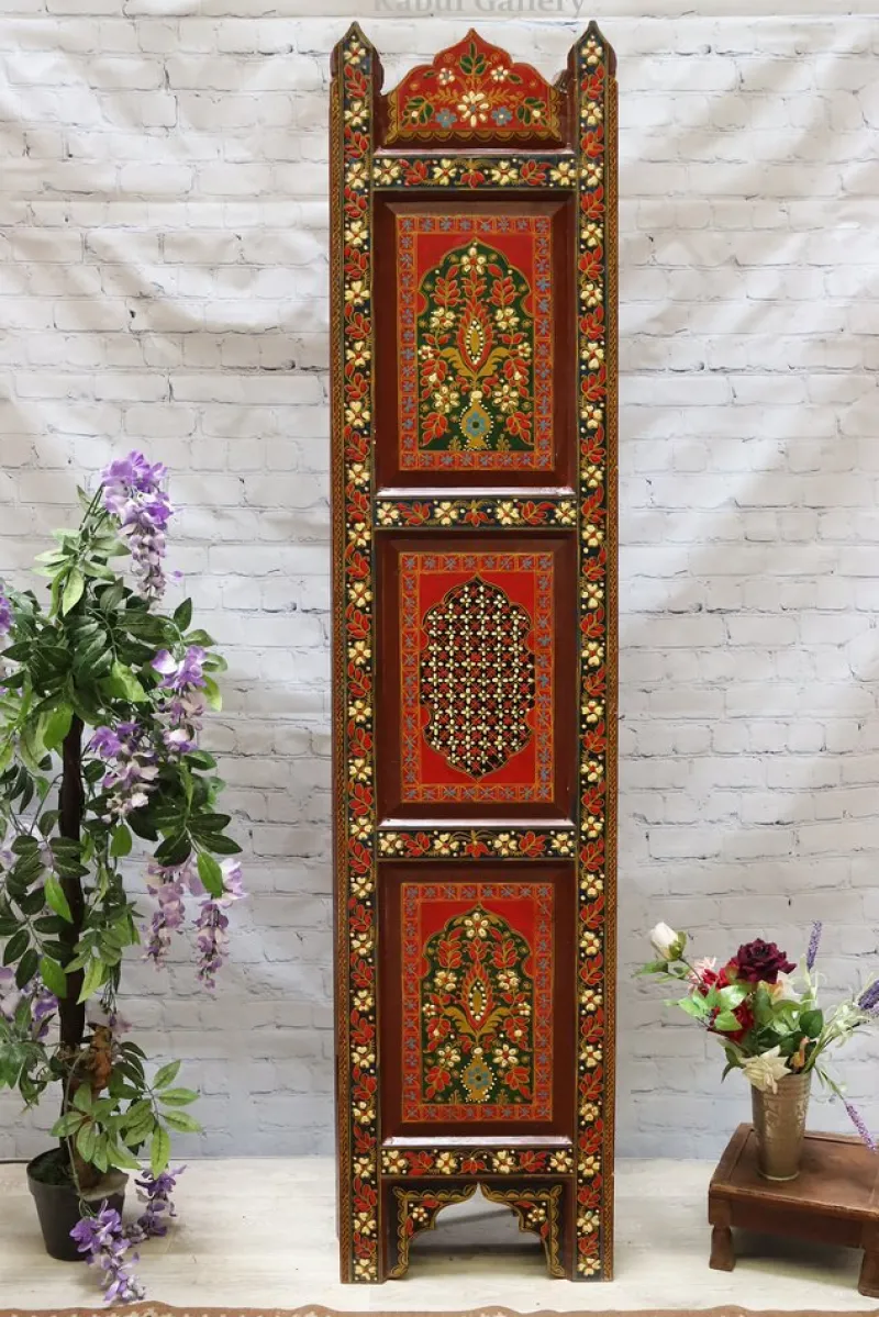 Hot Pamono Vintage Double-Sided Hand Painted Room Divider in Teak, 1980s