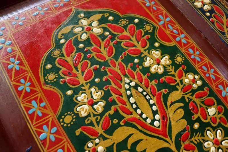 Hot Pamono Vintage Double-Sided Hand Painted Room Divider in Teak, 1980s