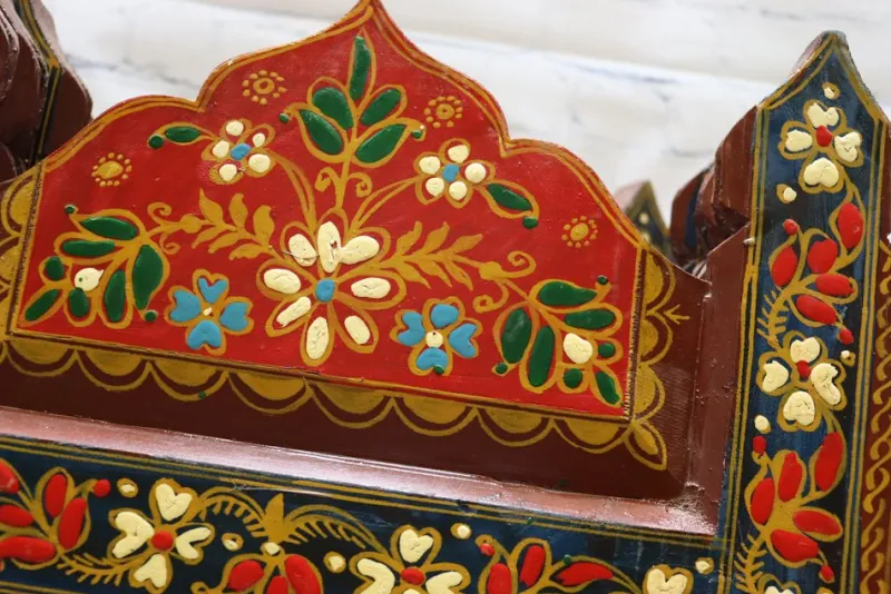 Hot Pamono Vintage Double-Sided Hand Painted Room Divider in Teak, 1980s