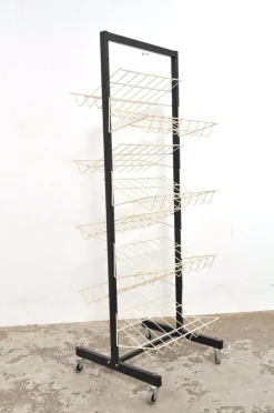 Pamono Vintage Double-Sided Magazine Rack on Wheels, 1960s> Magazine Racks