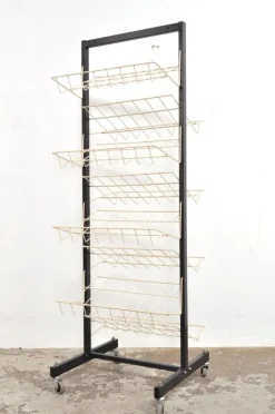 Pamono Vintage Double-Sided Magazine Rack on Wheels, 1960s><noscript><img width=