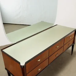 Pamono Vintage Dressing Table in Wood & Glass Top with Mirror, Italy, 1960s><noscript><img width=