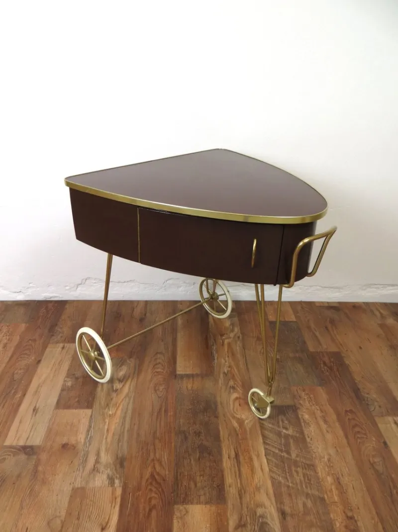 Pamono Vintage Dressing Table with Lid on Wheels, 1960s> Dressing Tables
