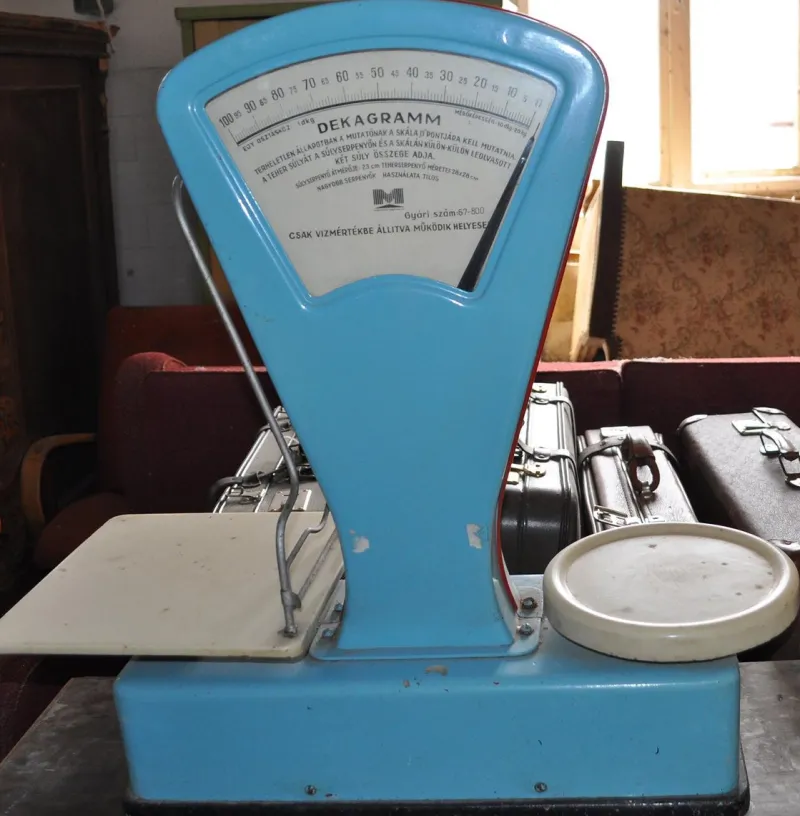 New Pamono Vintage Dusty Blue Market Scale, 1960s