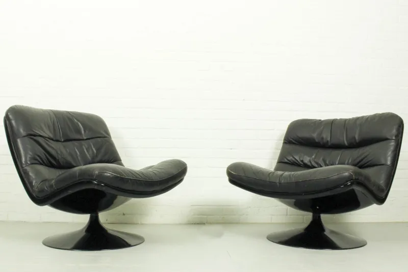 Pamono Vintage Dutch F978 Swivel Chairs by Geoffrey Harcourt for Artifort, 1970s, Set of 2> Living Room Sets