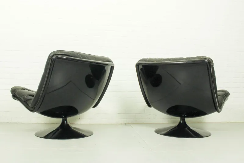 Pamono Vintage Dutch F978 Swivel Chairs by Geoffrey Harcourt for Artifort, 1970s, Set of 2> Living Room Sets