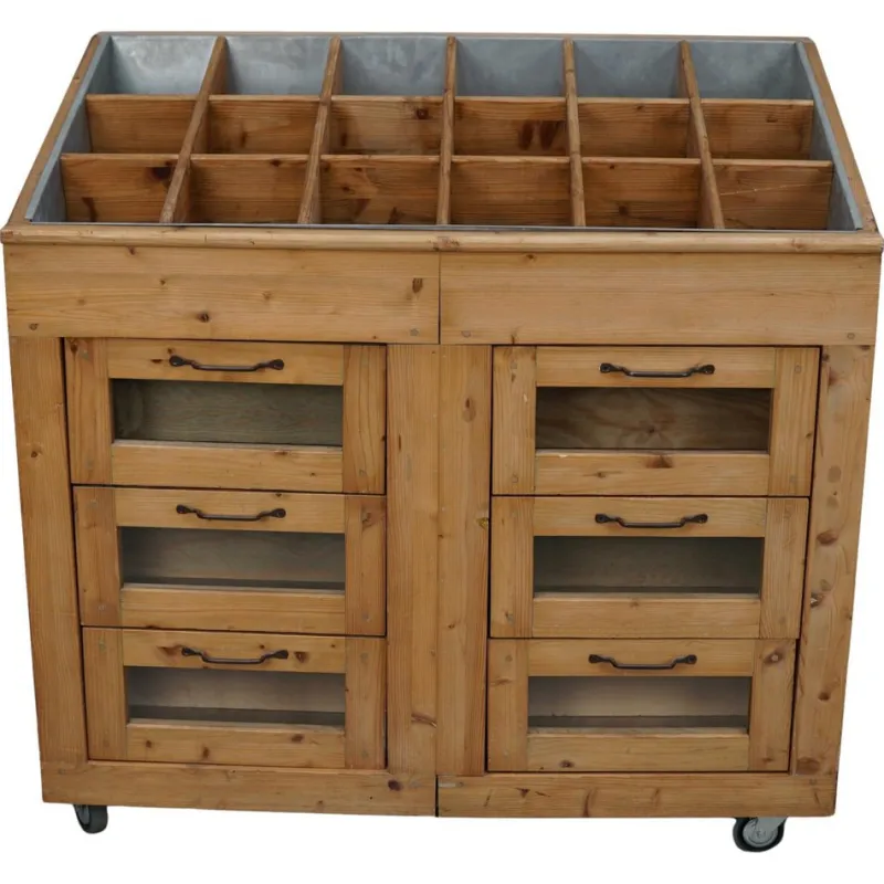 Pamono Vintage Dutch Pine Haberdashery Shop Cabinet with Glass Fronts> Cabinets & Wardrobes