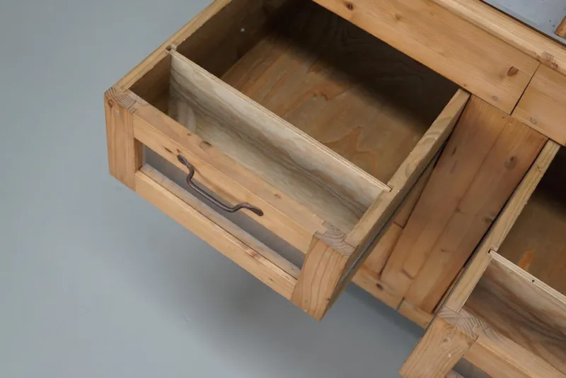 Pamono Vintage Dutch Pine Haberdashery Shop Cabinet with Glass Fronts> Cabinets & Wardrobes