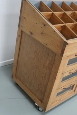 Pamono Vintage Dutch Pine Haberdashery Shop Cabinet with Glass Fronts><noscript><img width=