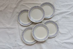 Pamono Vintage Earthenware Dessert Plates with Blue Polka Dot Pattern from Oxford, 1990s, Set of 6><noscript><img width=