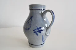 Pamono Vintage Earthenware Jug with Blue Salt Glaze/Marzi & Remi, 1960s><noscript><img width=