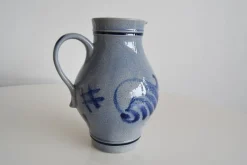 Pamono Vintage Earthenware Jug with Blue Salt Glaze/Marzi & Remi, 1960s><noscript><img width=