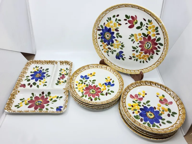 Pamono Vintage Earthenware Plates and Dishes, Italy, 1970s, Set of 12> Dinner Plates & Bowls