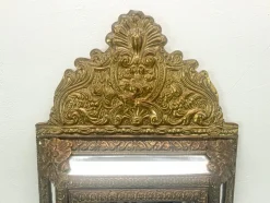 Best Pamono Vintage Embossed Brass Mirror Cabinet, 1950s