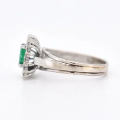 Pamono Vintage Emerald and Diamond Ring, 1970s><noscript><img width=