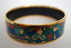 Pamono Vintage Enamel and Gold Bangle Bracelet from Hermès, 1980s> Bracelets
