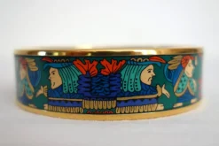 Pamono Vintage Enamel and Gold Bangle Bracelet from Hermès, 1980s><noscript><img width=