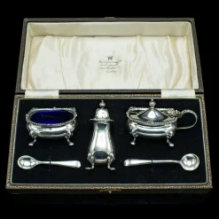 Discount Pamono Vintage English Cased Condiment Set in Silver, 1948, Set of 6