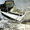 New Pamono Vintage English Freeway Coachbuilt Baby Pram in Dark Green & White, 1960s