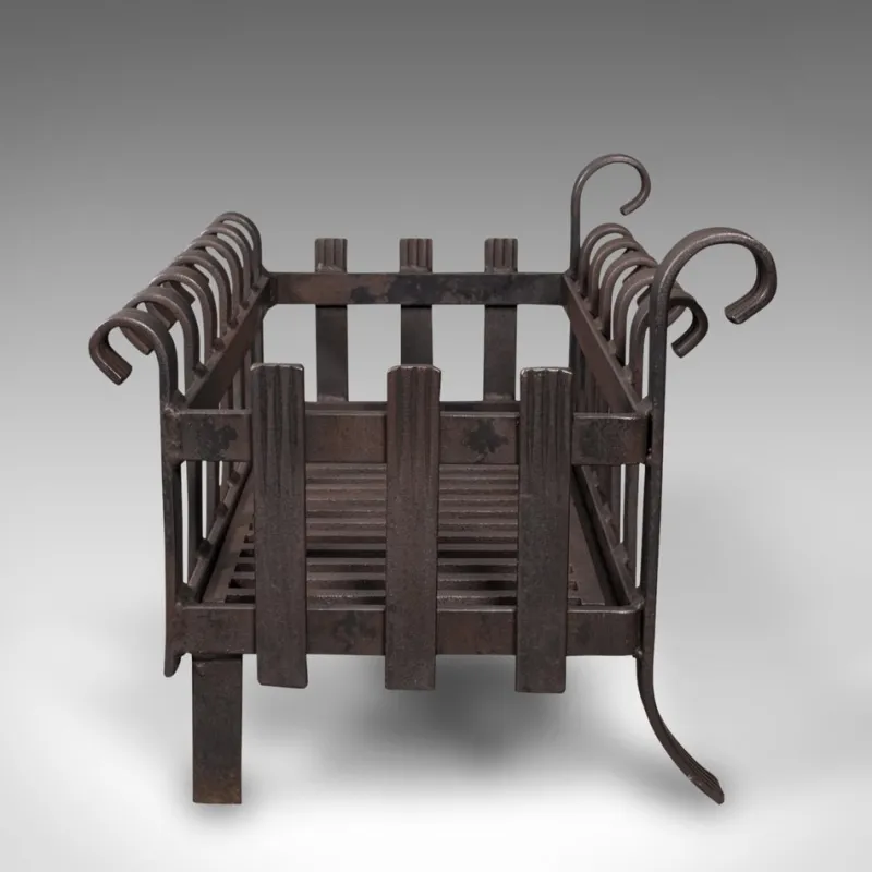 Pamono Vintage English Gothic Revival Iron Fire Basket, 1950s> Fireplaces And Mantels