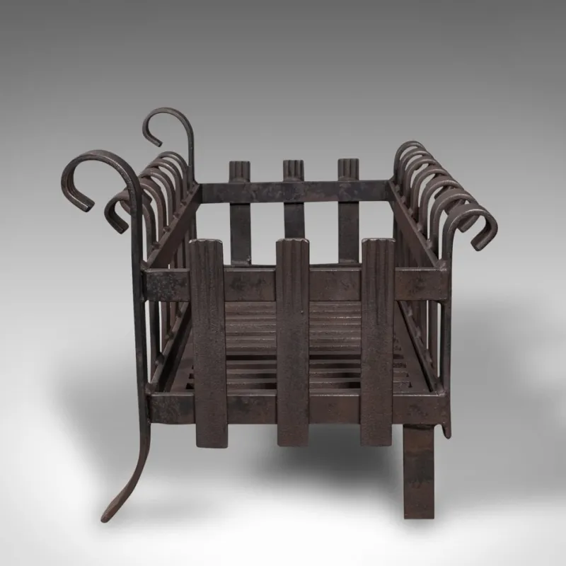 Pamono Vintage English Gothic Revival Iron Fire Basket, 1950s> Fireplaces And Mantels