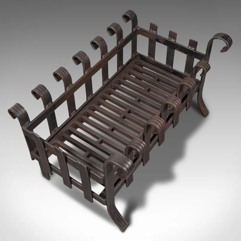 Pamono Vintage English Gothic Revival Iron Fire Basket, 1950s> Fireplaces And Mantels