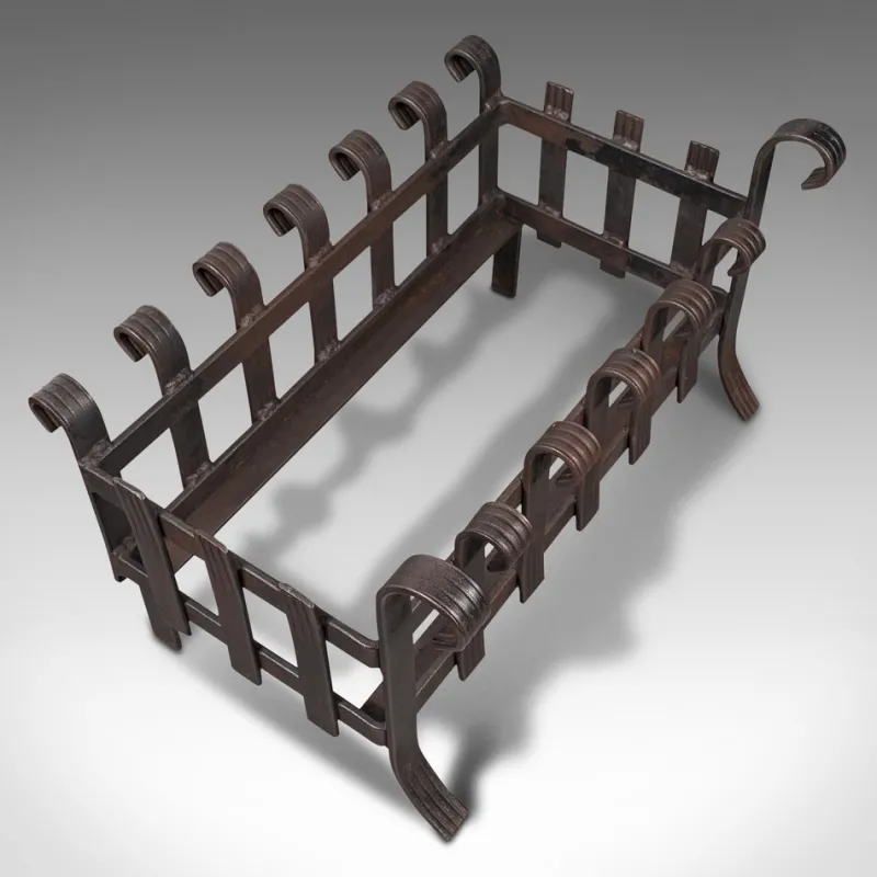 Pamono Vintage English Gothic Revival Iron Fire Basket, 1950s> Fireplaces And Mantels