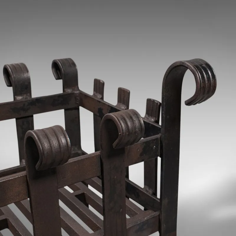 Pamono Vintage English Gothic Revival Iron Fire Basket, 1950s> Fireplaces And Mantels