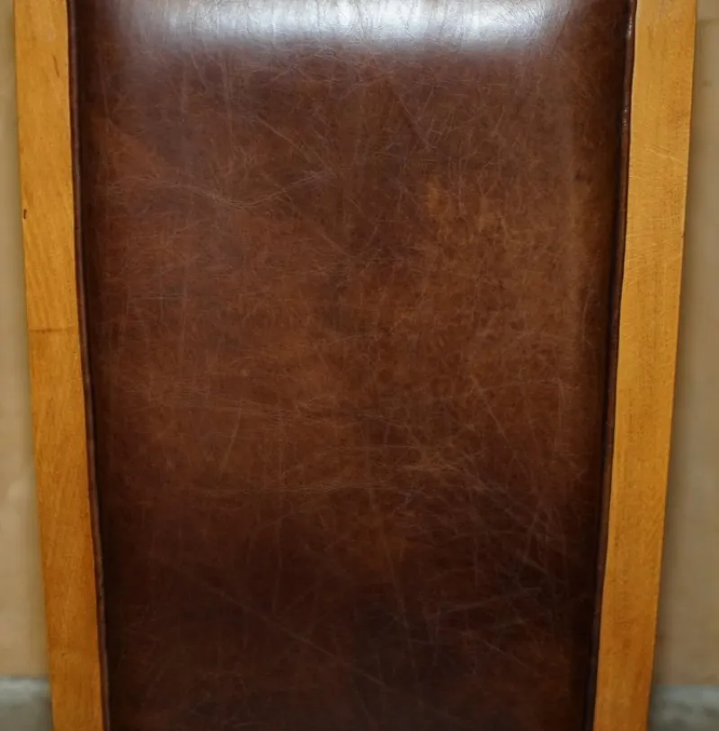Pamono Vintage English Oak and Heritage Brown Leather Dining Chairs, Set of 6> Side Chairs & Dining Chairs
