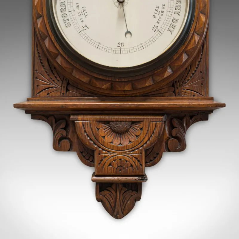 Pamono Vintage English Oak Factory Barometer, 1940s> Clocks