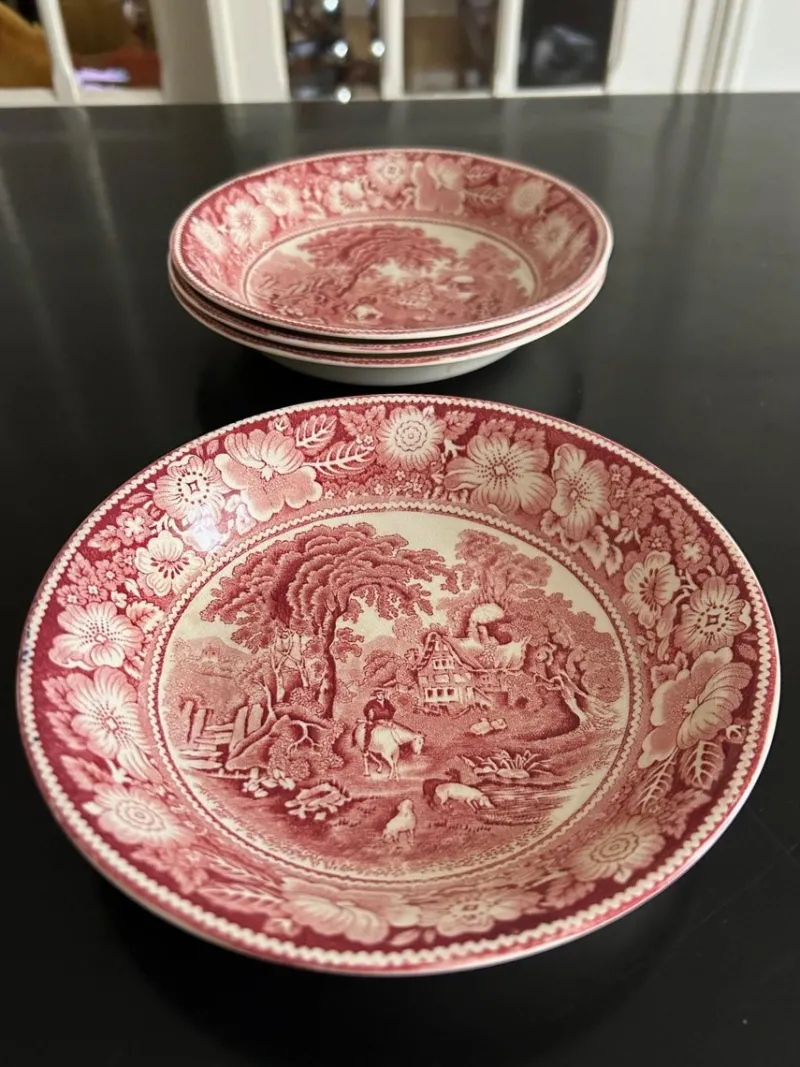 Pamono Vintage English Plates, 1950s, Set of 4