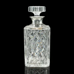 Pamono Vintage English Silver Collared Crystal Spirit Decanter, 1969> Bottles, Carafes & Jugs