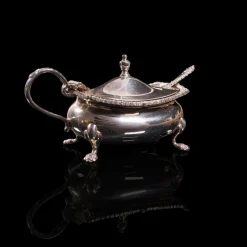 Best Pamono Vintage English Silver-Plated Mustard Pot & Pepperette, Mid-20th Century, Set of 2