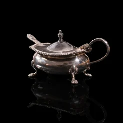 Best Pamono Vintage English Silver-Plated Mustard Pot & Pepperette, Mid-20th Century, Set of 2