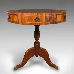 Pamono Vintage English Walnut and Leather Rotary Centre Table, 1970><noscript><img width=