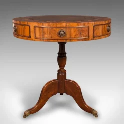 Pamono Vintage English Walnut and Leather Rotary Centre Table, 1970><noscript><img width=