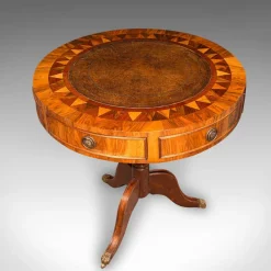 Pamono Vintage English Walnut and Leather Rotary Centre Table, 1970><noscript><img width=