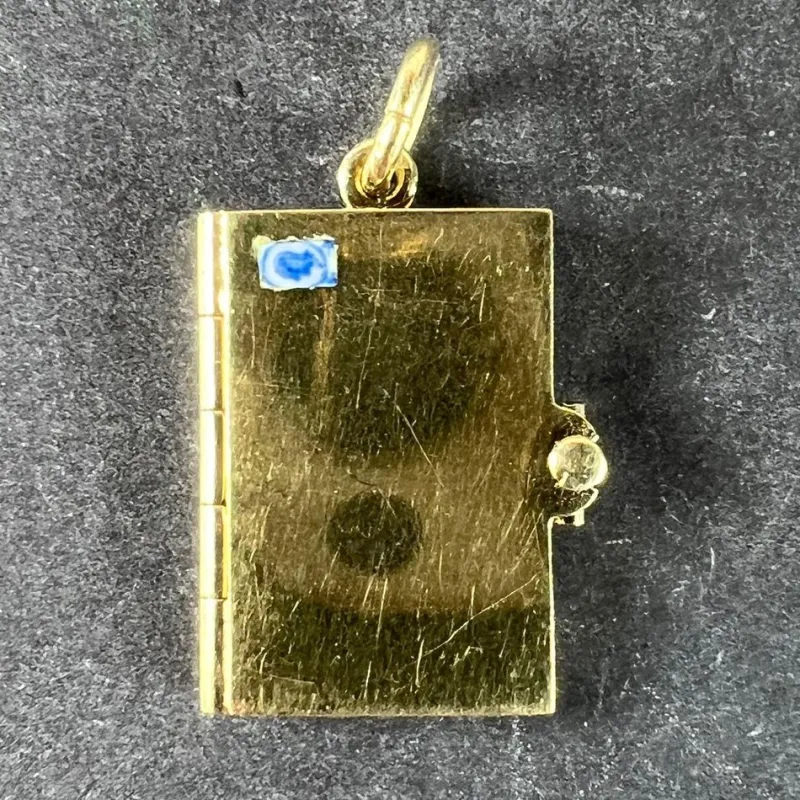 Pamono Vintage Envelope and Letter 14k Yellow Gold Enamel Stamp Charm Pendant, 1940s> Necklaces