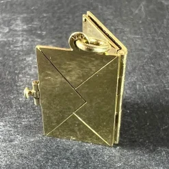 Pamono Vintage Envelope and Letter 14k Yellow Gold Enamel Stamp Charm Pendant, 1940s><noscript><img width=