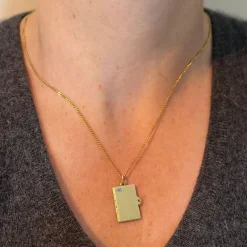Pamono Vintage Envelope and Letter 14k Yellow Gold Enamel Stamp Charm Pendant, 1940s><noscript><img width=