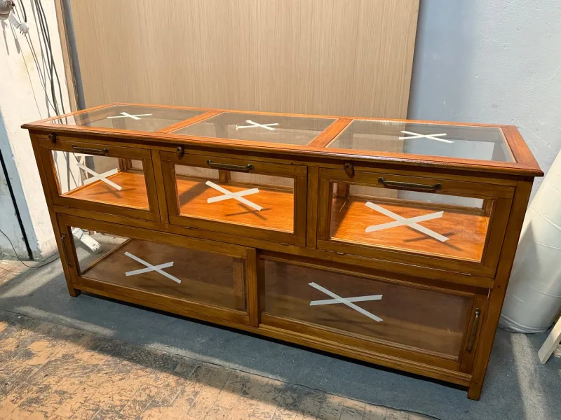 Discount Pamono Vintage Exhibitor Counter in Teak