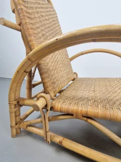 Pamono Vintage Extendable Deck Chair in Rattan, 1960><noscript><img width=