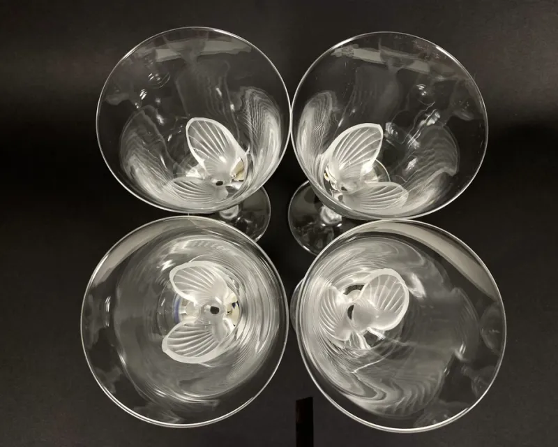Pamono Vintage Fabergé Snow Doves Crystal Glasses, France, 1960s, Set of 4> Glassware