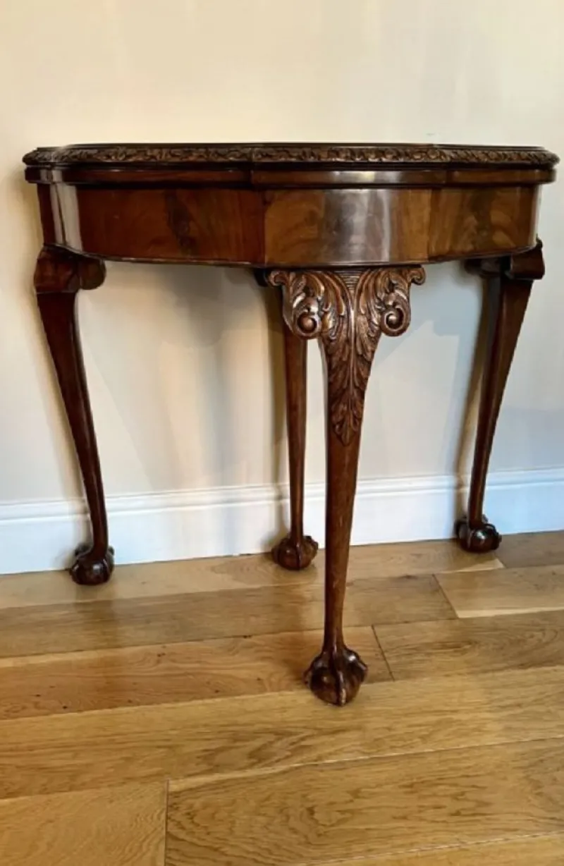 Pamono Vintage Figured Walnut Card Table, 1920> Game Tables