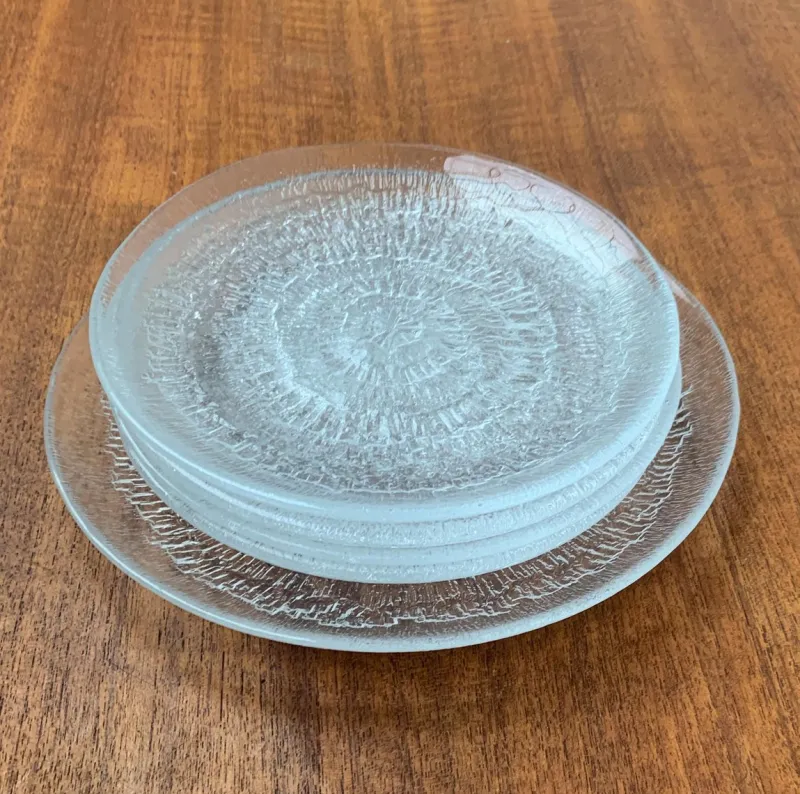 Pamono Vintage Finnish Glas Plates Solaris by Tapio Wirkkala for Iittala, Set of 5> Dinner Plates & Bowls