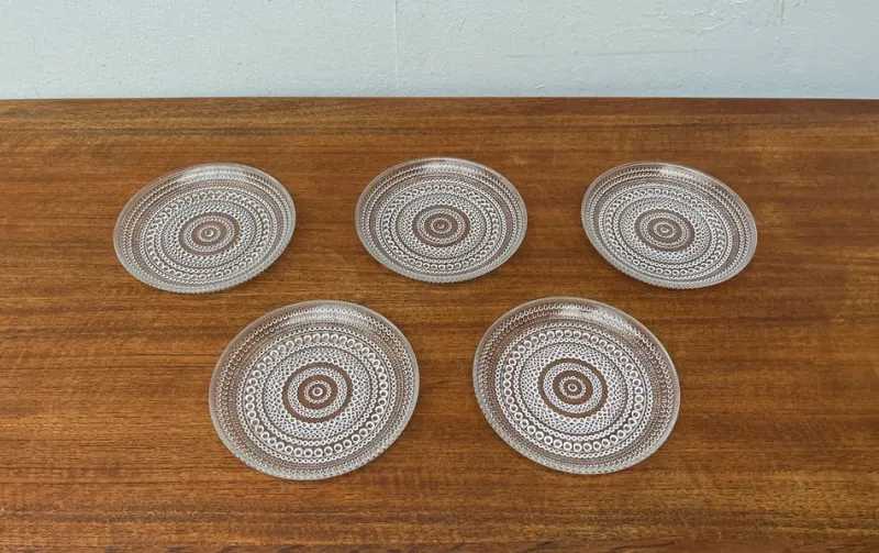 Online Pamono Vintage Finnish Kastehelmi Series Glass Plates by Oiva Toikka for Iittala, Set of 5