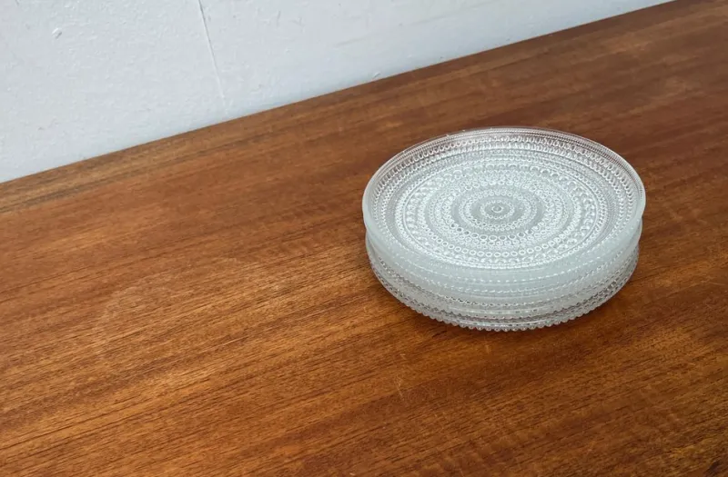 Online Pamono Vintage Finnish Kastehelmi Series Glass Plates by Oiva Toikka for Iittala, Set of 5