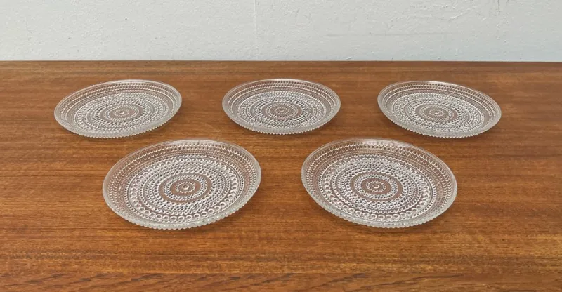 Online Pamono Vintage Finnish Kastehelmi Series Glass Plates by Oiva Toikka for Iittala, Set of 5