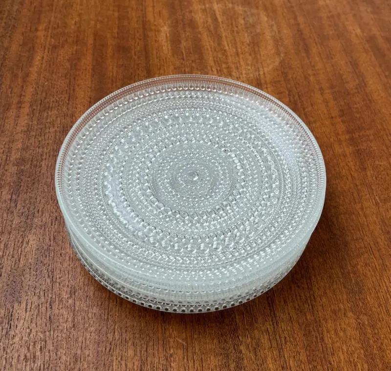 Online Pamono Vintage Finnish Kastehelmi Series Glass Plates by Oiva Toikka for Iittala, Set of 5