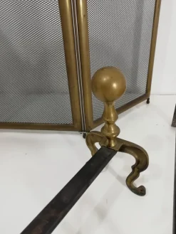 Pamono Vintage Fireplace Accessories in Brass, 1960s, Set of 8><noscript><img width=